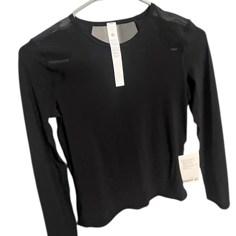 NWT Lululemon Size 2 Black Long Sleeve Athletic Top Pleated Back. Capsule Wear - Picture 5 of 10
